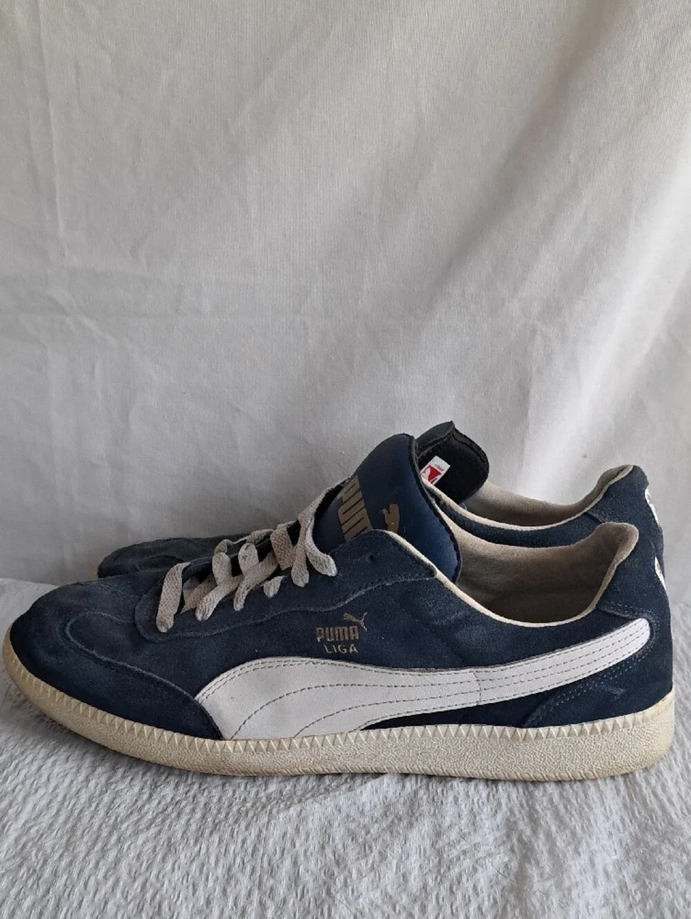 Puma Men's Navy Suede Sneakers with White Accents